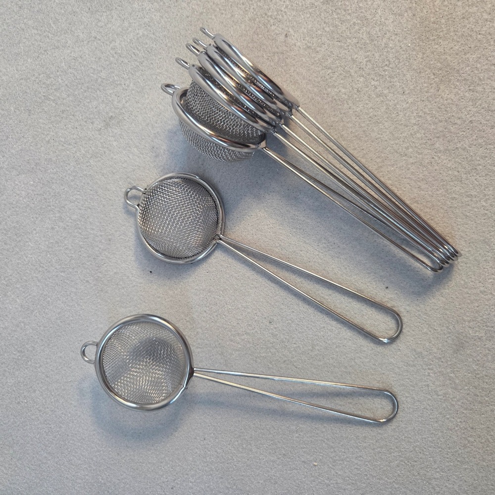 Fine mesh bar cocktail juice and drink strainers, set of 7, 2" strainer basket